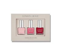London Grace Nail Gift Box | Includes 12ml Mia, Kirsten & Charlie Polish | Baby Pink, Bright Pink & Lipstick Red Varnish Set | Vegan Long Lasting & Chip Resistant