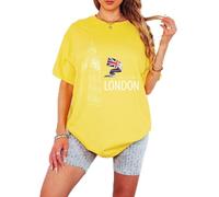 London Great Britain Big Ben Union Jack Womens Graphic T-Shirt British Landmarks Travel Tee L