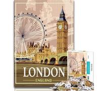 London Great Britain City 1000 Piece Jigsaw Puzzles for Teenagers,Challenging Game And Family Play with Fully Interlocking Randomly Shaped Pieces 50x75cm