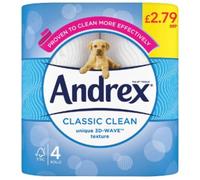 London Grocery Andrex Classic Clean Toilet Tissue, 4 Toilet Rolls x Case of 6