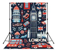 London-Iconic-British-Pattern 5x7ft Photography Backdrop, Photo Background With Rod Pocket, Foldable Studio Backdrop For Birthday, Wedding, Party Decoration