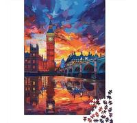 London Iconic Clock Tower 1000 Piece Jigsaw Puzzle Paper for Adults Sunset City Bridge View Puzzle Game for Family Relaxing Focus Gift 70x50cm/1000pcs