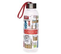 Puckator Reusable Plastic Water Bottle London Icons 500ml Metallic Lid