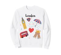 London Icons British Symbols Cute Illustration Kids Souvenir Sweatshirt