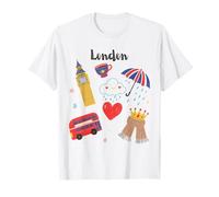 London Icons British Symbols Cute Illustration Kids Souvenir T-Shirt