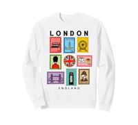 London Icons Collage British Culture Art Stamps Souvenir Sweatshirt