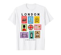 London Icons Collage British Culture Art Stamps Souvenir T-Shirt
