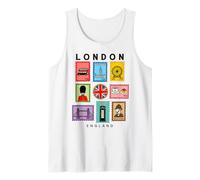 London Icons Collage British Culture Art Stamps Souvenir Tank Top