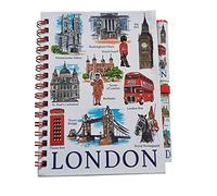 London Icons Notebook and Pen - A6 Size/Matching Design/Wirebound Notepad/Big Ben/Westminster/Red Bus/Royal Horse Guard/Beefeater/Tower Bridge/St. Paul's/Telephone Box/British Souvenir from England UK