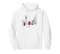 London Icons Red Bus Big Clock Sketch Art Souvenir Pullover Hoodie