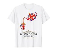 London Idea For Kids With Union Jack UK Flag & Tea Pot T-Shirt