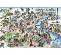 London Illustrated Map Maxi Poster, Wood, Multi-Colour