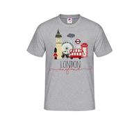 London Illustration Grey Small T-Shirt | Novelty Graphic Tee | Unique Art Print | Cool Streetwear | Vintage UK Theme | Casual Outfit | Trendy Unisex Tee | Retro London Design