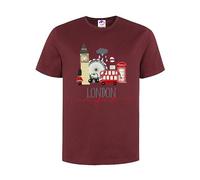 London Illustration Wine X-Large T-Shirt | Novelty Graphic Tee | Unique Art Print | Cool Streetwear | Vintage UK Theme | Casual Outfit | Trendy Unisex Tee | Retro London Design