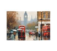 London Impression Banner Party Decor Flag Photography Backdrop Banner Signs with Hanging Ropes Background Banners for Wall Signs Party Decor Flag Photo Props 71 x 47 Inch