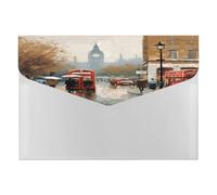 London Impression File Folder with Snap&6 Pockets Reusable File Organizer Portable Document Paper Bill Receipt Organizer Plastic Envelopes for Office College Letter Size