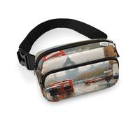 London Impression Full Printed Fanny Pack,Zipper Belt Bag Cute Crossbody Bag Hip Bum Bag with Adjustable Strap