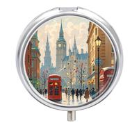London Impression Pill Box Case with 3 Individual Compartments Compact Portable Medication Management Mini Small Pill Organizer for Vitamins Medication Fish Oil Supplements