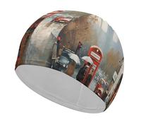 London Impression Swim Caps for Short & Long Hair Fashion Durable High Elasticity Swimming Caps Comfortable Bathing Cap Non-Slip Breathable Swim Hats for Swimmers&Gifts