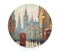 London Impression Tempered Glass Cutting Board Easy to Clean Butcher Block Feeling Comfortable Round Chopping Board Light Portable Cutting Boards for Kitchen Counter 7.9 Inch