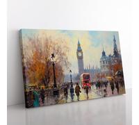 London Impressionism Canvas Print for Living Room Bedroom Home Office Décor, Wall Art Picture Ready to Hang, 76x50 cm (30x20 Inch)