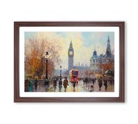 London Impressionism Framed Wall Art Print, Ready to Hang Picture for Living Room Bedroom Home Office, Walnut A2 (66 x 48 cm)