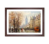 London Impressionism No.2 Framed Print | A2 Walnut Framed Wall Art | Ready to Hang | Impressionist Nature Picture | Living Room Bedroom Lounge Office