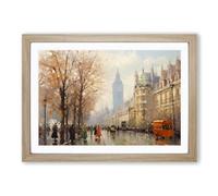 London Impressionism No.2 Framed Wall Art Print, Ready to Hang Picture for Living Room Bedroom Home Office, Oak A2 (66 x 48 cm)