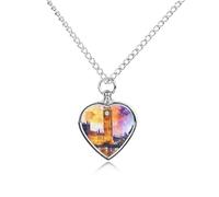 London in Watercolor Urn Necklace for Ashes Pet Dog Cat Cremation Jewellery Alloy Memorial Keepsake Pendant