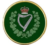 London Irish Rifles Military Round Gold Colour Badge And Velveteen Bag