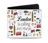 London is Calling Bifold Wallet, UK Landmark Print RFID Blocking PU Leather Purse, British Souvenir Wallet for Adults Teens Travel Gift
