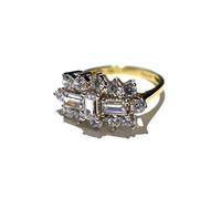 London Jewellery Quarter 1 Carat Boat Cluster Ring Yellow Gold Cluster Engagement Ring Ladies Dress Ring/Size: N