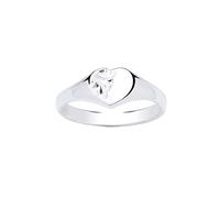 London Jewellery Quarter Silver Heart Signet Ring Ladies Engraved Detail 925 Hallmark - Size: M