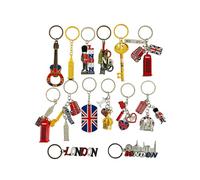 LONDON KEYRING BRITISH SOUVENIR METAL KEYCHAIN SOUVENIR KEYRINGS 14 PIECES UNION JACK KEYRING, LONDON ICON KEYRINGS