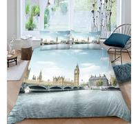 London King Size Duvet Cover Sets Architectural Landscape Bedding Set, 3D Print Ultra Soft Microfiber Quilt Cover 220x230cm Comforter Covers with Zippe and 2 Pillowcases A-59