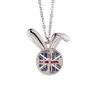London King UK the Union Jack Flag Rabbit Necklace Pendant Bunny Animal Jewelry Gift