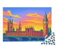 London Landmark Art Jigsaws 1000 Pieces for Adults with Whimsies Pieces Jigsaws for Adults for Cognitive Exercise As Rainy Day Activities 70x50cm/1000pcs