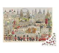 London Landmarks Illustration 1000pc Jigsaw with Perfect Snap Fit Colourful Jigsaws for An After-school Puzzle Activity for Children And Parents 38x26cm/1000pcs