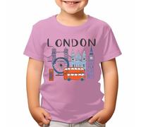 London Landmarks T-Shirt Classic British Icons Red Bus Bridge & Phone Booth Comfortable Souvenir Tee for Kids #T490 9-11 Years