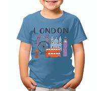 London Landmarks T-Shirt Classic British Icons Red Bus Bridge & Phone Booth Comfortable Souvenir Tee for Kids #T490 7-8 Years