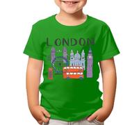 London Landmarks T-Shirt Classic British Icons Red Bus Bridge & Phone Booth Comfortable Souvenir Tee for Kids #T490 9-11 Years