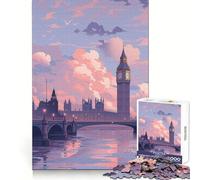 London Landscape Wonderful 1000 Piece Jigsaw Puzzles for Teenagers Jigsaw Brain Gain Sharp Edge Family Game Game Night (38x52cm)