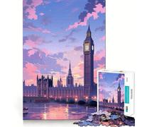 London Landscape Wonderful Jigsaw Puzzle 1000 Piece Recall Enhancer Thick Material Pattern Assemble Birthday Gift (38x26cm)