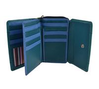 London Leather Goods Ladies Leather Purse/Wallet 17 Credit Card Slots (Ocean)