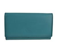 London Leather Goods Ladies Long Flap Over Leather Purse/Wallet 4 Colours (Ocean)