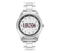London Letter Flag Simple Stainless Watch Fashion Designer Wristwatch Easy Reader Analog Watches Gifts for Men