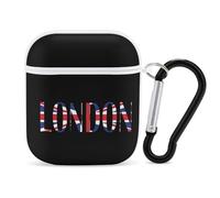 London Letter Flag Stylish Printed Bluetooth Headset Protective Cover Compatible with AirPods 1/2 with Buckle