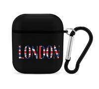 London Letter Flag Stylish Printed Bluetooth Headset Protective Cover Compatible with AirPods 1/2 with Buckle