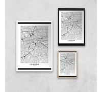 London Light City Map Giclee Art Print - A2 - White Frame