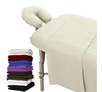 London LINENS Extra Thick 3 Piece Set Massage Table Sheets Set - 100% Natural Cotton Flannel - Includes Massage Table Cover, Massage Fitted Sheet, and Massage Face Rest Cover (Natural)